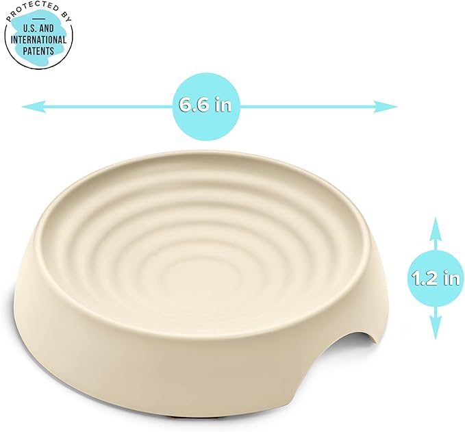 CatGuru Cat Bowls, Whisker Friendly Food Bowl for Indoor Cats, Reliefs Whisker Fatigue, Wide Kitten Dish, Non Slip Pet Dishes, Shallow Pet Plates (Sand, (Pack of 2))