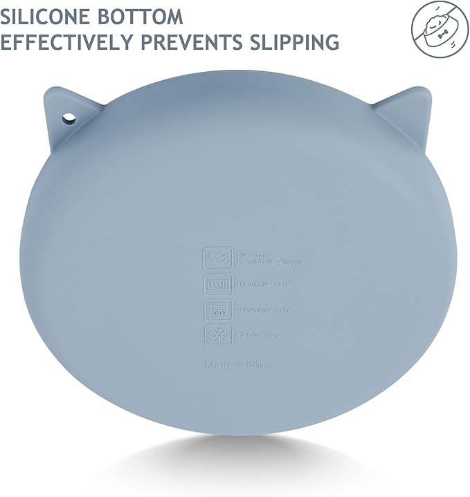 Coomazy Silicone Slow Feeder Dog Cat Bowls, Interactive Puzzle Toy for Pets Food Training, Keeps Dogs Cats Busy, Prevents Puppy Kitty Overeating (Light Blue, 1.4Cup)
