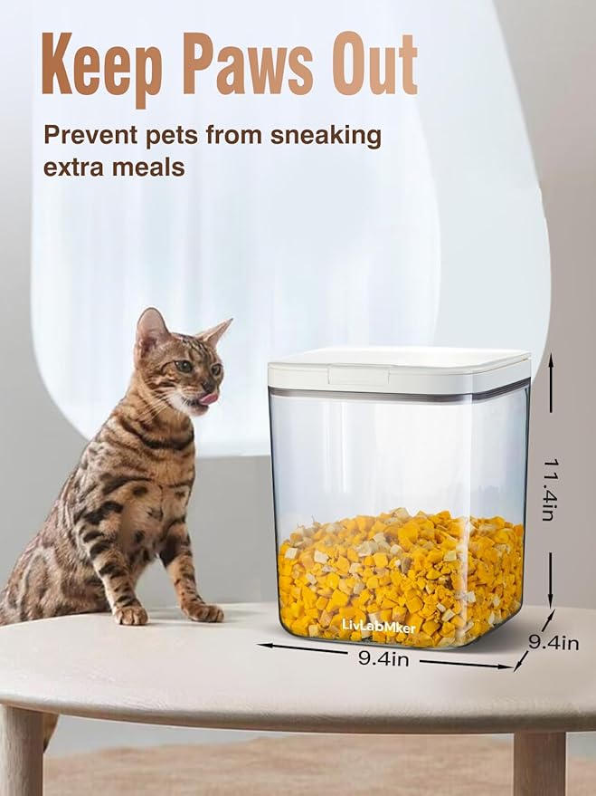 Airtight Dog Food Storage Container 15lb / 11L – Pet Food Storage Bin with Lids, Cat Treat Jar, BPA Free, Dry Boxs, Rice Storage Container for Flour, Cereal & Grain, White