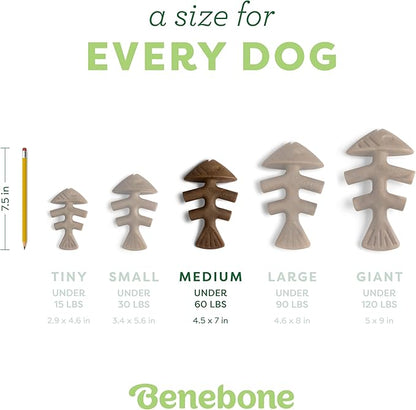 Benebone Fishbone Durable Dog Chew Toy for Aggressive Chewers, Real Fish, Made in USA, Medium
