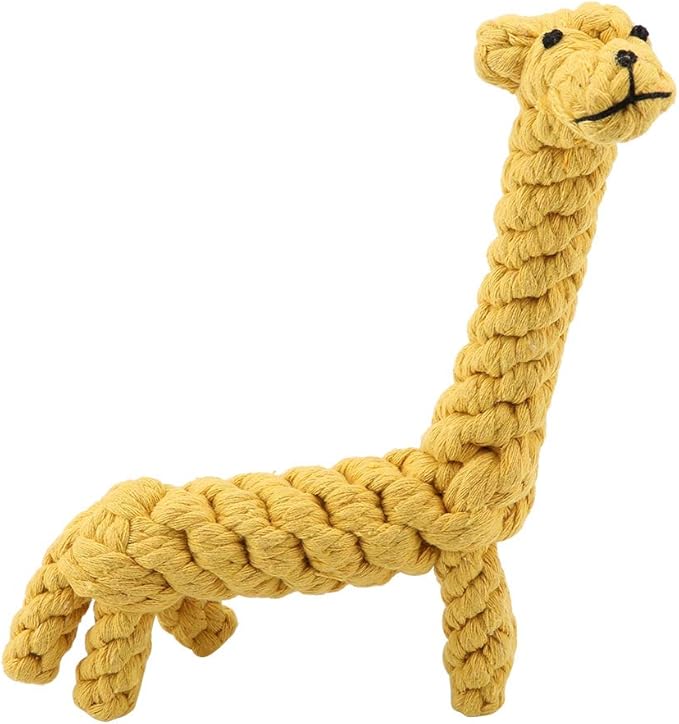 Dog Rope Toy - Cotton Rope Knot Puppy, Pet Puppy Dog Cotton Rope Chew Toys for Teeth Cleaning, Giraffe Design