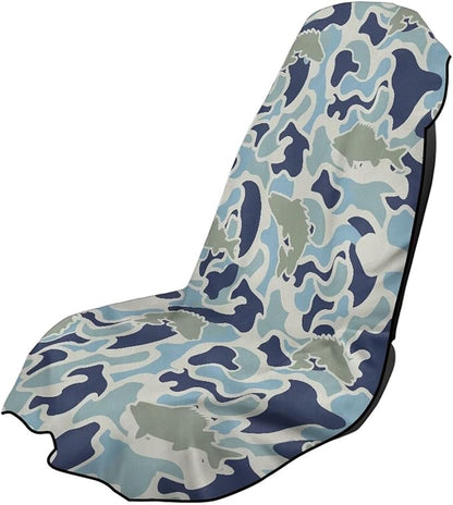 SEANATIVE Fish Camo Car Seat Cover Sweat Towel with Storage Bag for Front Seats in Cars, Trucks, SUVs – Universal Seat Liner, Easy Install, Washable, Breathable Fabric