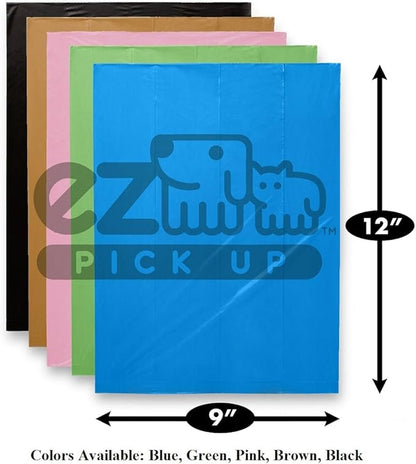 EZ Pick Up - 1000 Count Pet Dog Waste Bags, with Dispenser, Blue 9"x12", 50 Rolls, 1000 Poop Bags