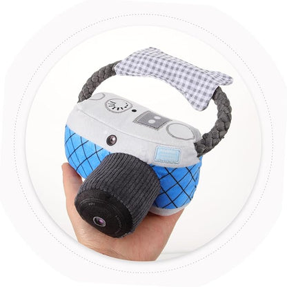 Angoily Dog Chew Toy Camera Shape Squeaky Interactive Puppy Teething Toy for Small Medium Large Dogs Durable Chewing and Teeth Grinding Plaything