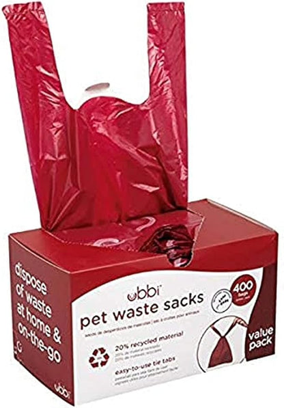 Ubbi Pet Waste Sacks, Lavender Scented Cat Litter & Dog Waste Disposal Bags, Leak-Proof Easy-Tie Odor Control Bags, 20% Recycled Materials, 400 Count