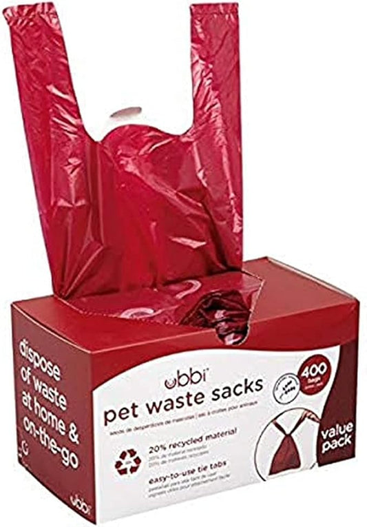 Ubbi Pet Waste Sacks, Lavender Scented Cat Litter & Dog Waste Disposal Bags, Leak-Proof Easy-Tie Odor Control Bags, 20% Recycled Materials, 400 Count