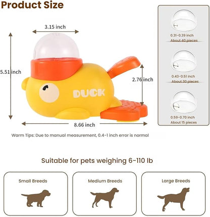 Duck-Shaped Interactive Pet Feeder - Slow Eating Puzzle Toy with Treat Dispenser for Mental Stimulation Yellow/White (White)