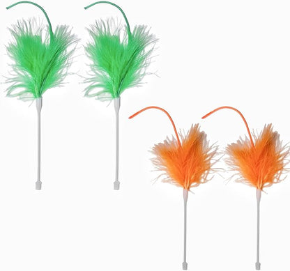 Hide and Seek Cat Toy Replacement Feather Wands 4 pcs Interactive Cat Toys Replacement Feather Wand