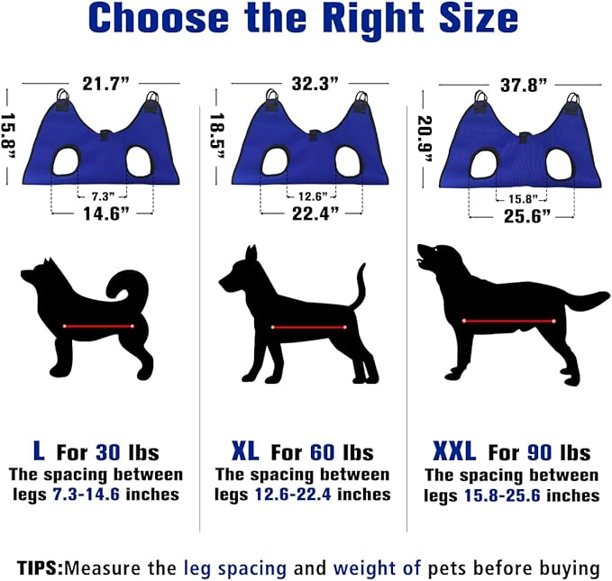 Pet Dog Grooming Hammock for Nail Trimming,Dog Restraint Hanging Harness for Nail Clipping,Dog Grooming Sling for Large Dogs with Nail Clippers/Nail File/Pet Comb,Claw Care(XXL for 90lb)