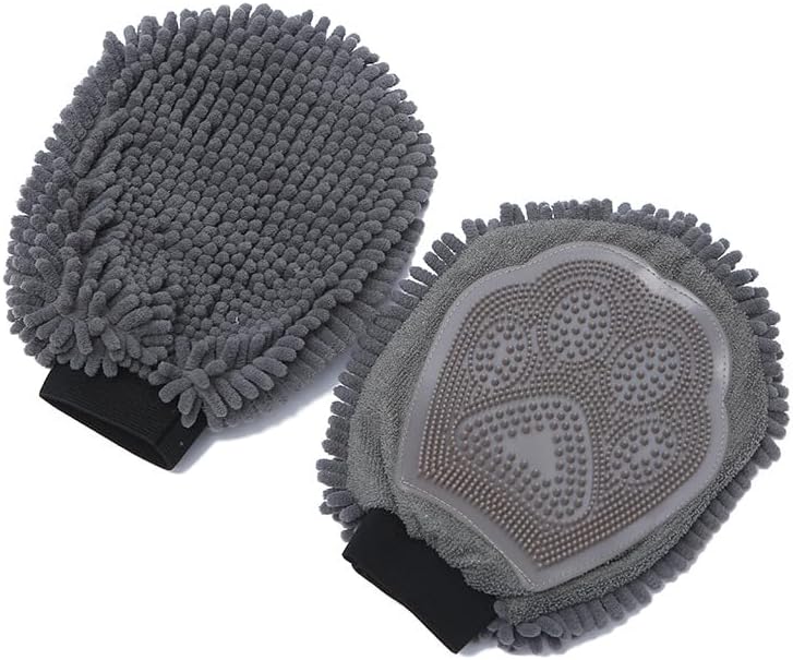 2-in-1 Dog Washing Glove, Silicone Bath Scrubber & Chenille Pet Towel, Dog Bath Glove for Bathing, Grooming & Hair Removal by MakeyourGuestD%C3%A9corAmazing