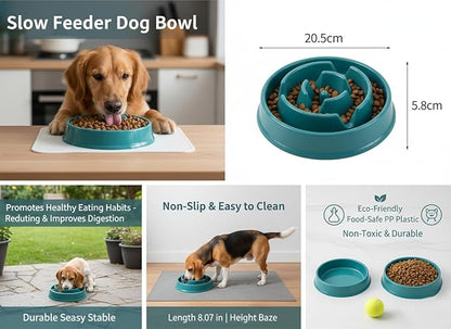 Dog Slow Feeder Bowl G&P | Non-Slip, Durable, Eco-Friendly PP Plastic | Medium Size(Length 8.07 in | Height 2.28 in)| 30 US Fluid Ounces of Food or Water | Puzzle Bowl |Anti-gulping Bowl