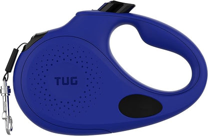 TUG Oval 360° Tangle-Free Retractable Dog Leash with Integrated Waste Bag Dispenser (Large, Blue)