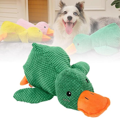 2024 New Quack-Quack Duck Dog Toy, Durable The Mellow Dog Calming Duck Dog Toy, Yellow Stuffed Dog Cat Pet Squeak Chew Toys for Dogs Indoor Puppy (B Small)