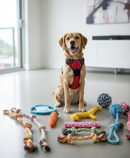 Dog Rope Toys Set, 11 Pack Puppy Chew Toys with Flying Disc, Cotton Rope Ball, Giraffe, Carrot, Knot Toys for Training, Playing, Interactive Pet Toys