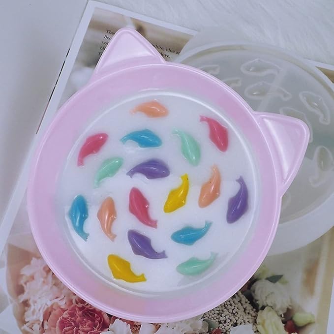 Epoxy Resin Mold, Silicone Dog Bowl Molds Slow Feeder Dog Food Bowls Silicone Molds Food Water Plate Epoxy Mould for Small Medium Dogs Cats Puppy(cat)