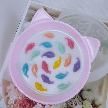 Epoxy Resin Mold, Silicone Dog Bowl Molds Slow Feeder Dog Food Bowls Silicone Molds Food Water Plate Epoxy Mould for Small Medium Dogs Cats Puppy(cat)