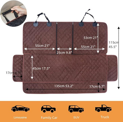 ANOSOSPECIAL Dog Car Seat Cover for Back Seat Cover for Kids,Non Stick Fur Rear Seat Protector for Pet,Nonslip Waterproof Universal Fit Interior Backseat Covers for Auto Van SUV (Large, Coffee Brown)