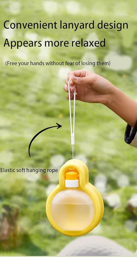 Pet Water Bottle, Portable Dog Water Bottle, Collapsible Leak Proof Puppy Drinker for Outdoor Walking, Traveling, Food Grade Plastic, 12 oz, Yellow