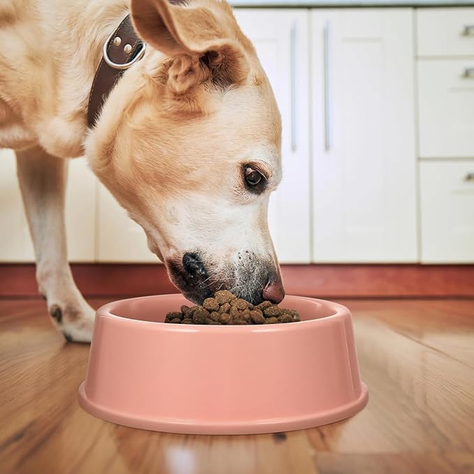 Balacoo 3 Pcs Large Plastic Dog Bowl, Candy Color Reusable Pet Food and Water Bowl, Stackable Dog Food Dishes for Puppy Cat Rabbit - Smooth Edges, Random Color