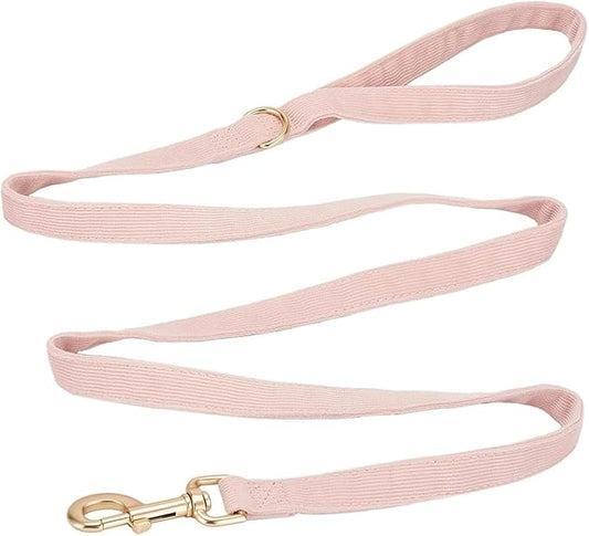 Soft Corduroy Fibric Dog Leash, 5 Feet Length Lead with Heavy Duty Rotating Hook, for Small Medium Dogs.(S,Light Pink)