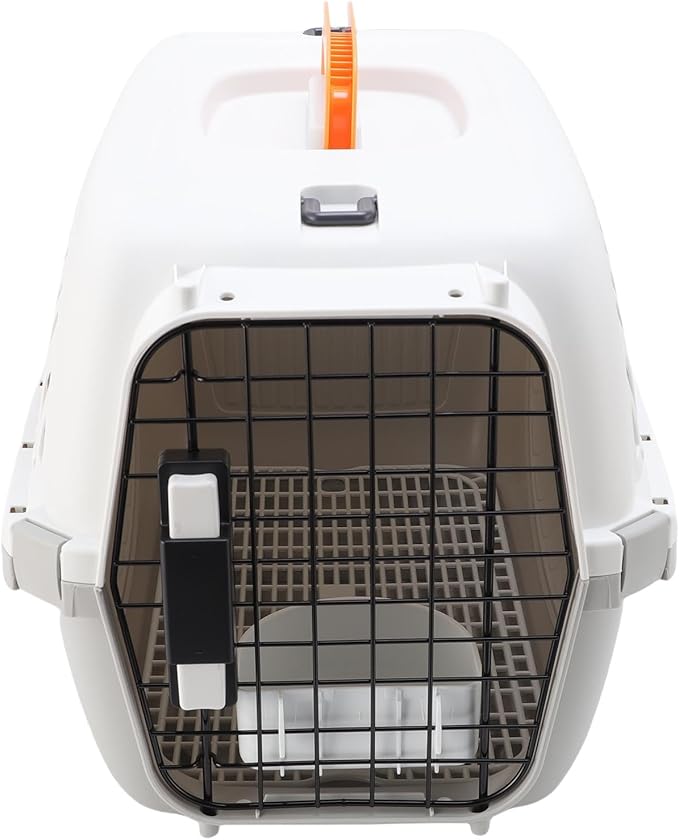 Dioche Crate Hard Sided Plastic Pet Carrier - Easy to Assemble Portable Dog Carrier with Ample Space, Excellent Ventilation for Outdoor Travel - Gray (Gray)