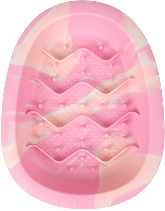 CHEWFFON Easter Dog & Cat Lick Mat Bowls, BPA-Free Silicone Slow Feeder Bowl with Suction Cups, Non Slip Pet Food Bowl Reduces Boredom and Anxiety, Dishwasher Safe, Cotton Candy
