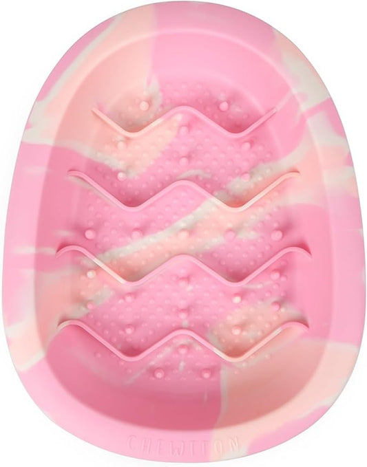 CHEWFFON Easter Dog & Cat Lick Mat Bowls, BPA-Free Silicone Slow Feeder Bowl with Suction Cups, Non Slip Pet Food Bowl Reduces Boredom and Anxiety, Dishwasher Safe, Cotton Candy