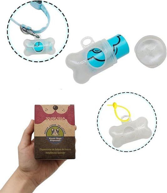 Dog Poop Pickup Bags Holder Dispenser with Standard-Sized Leak-Proof Scented Doggy Waste Bags and Carabiner with Safety Lock&Fastener Never Loose on Leash Lead Again (2 Holders 30 Bags, Clear)