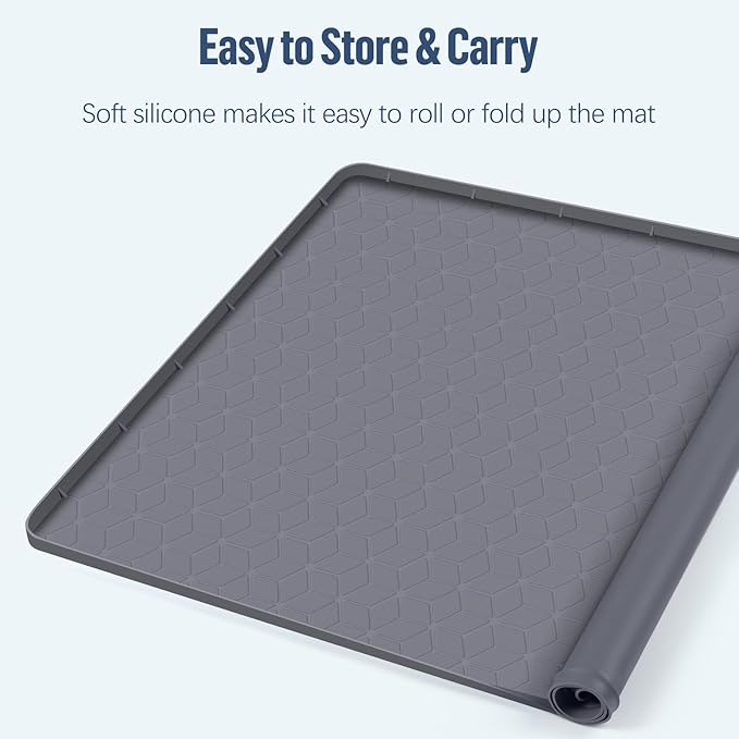 Pee Pad Holder for Dogs, 34" x 22" Silicone Pee Tray Mat Leak-Proof, High Edge, No Spill Pet Pad Holder for Puppy, Cat, Rabbit, Training Pads for Floor Protection, No Pee Pads (Grey)