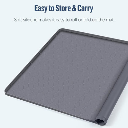 Pee Pad Holder for Dogs, 34" x 22" Silicone Pee Tray Mat Leak-Proof, High Edge, No Spill Pet Pad Holder for Puppy, Cat, Rabbit, Training Pads for Floor Protection, No Pee Pads (Grey)