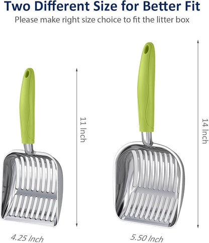 WePet Cat Litter Scoop, Aluminum Alloy Sifter, Kitty Metal Scooper, Deep Shovel, Long Handle, Poop Sifting, Kitten Pooper Lifter, Durable, Heavy Duty, for Litter Box