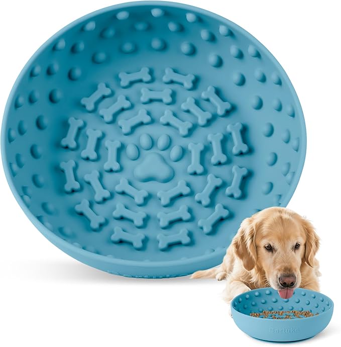 Dog Lick Bowl, Slow Feeder Dog Bowl Licking Mat for Small to Large Dogs, BPA-Free Non-Slip Silicone Slow Feeder Treat Dispenser for Anxiety Relief, Freezer & Dishwasher Safe (Cyan, 8.3"x2.6")