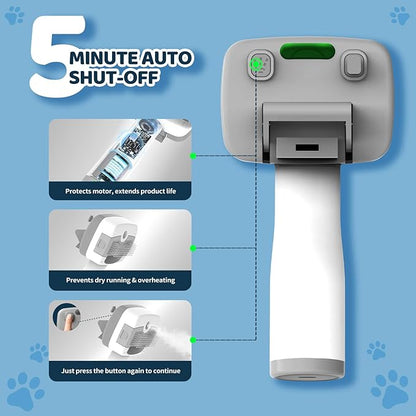 Pet Steam Brush for Dogs & Cats,5-in-1 Self-Cleaning Dog Steam Brush with 3 Swap-in Heads (Grooming, Dematting, Deshedding),Cat Spray Hair Removal Comb,Includes Pet Essence & Storage Bag