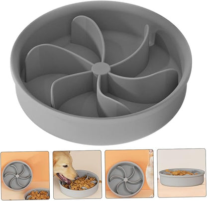 Angoily Pet Slow Feeder Bowl Silicone Dog Food Dish for Indoor Use Non-Slip Base Easy to Clean for Puppies and Dogs Grey