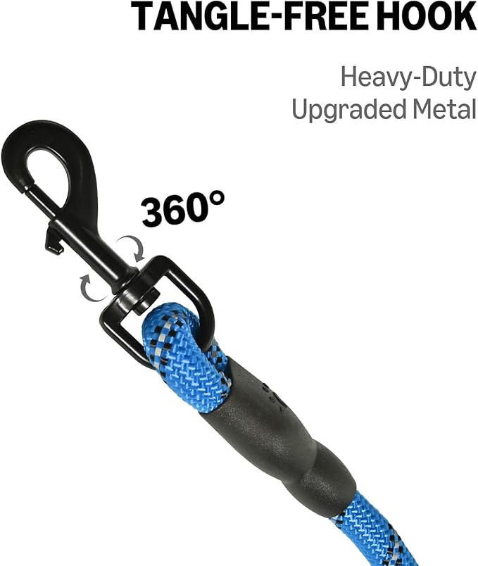 Amazon Basics Round Dog Leash, Heavy Duty, Durable Rope for Small, Medium, and Large Dogs, Lightweight Design for Walking, Training, and Outdoor Activities, Blue, 6 Ft