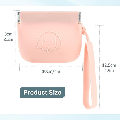 WALLFID Silicone Dog Treat Pouch Small Bag,Auto Closure,with Pet Training Clicker,Walking Bag for Dog and Cat,Pocket Size,Easy to Clean,Odorless (Blue and Pink)