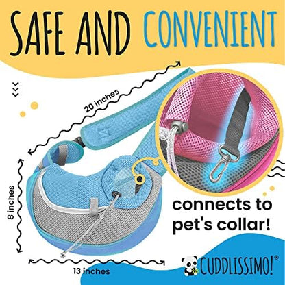 Cuddlissimo Small Dog Sling Carrier, Pet Cat Sling, Puppy Pouch - Blue-S - Image 6