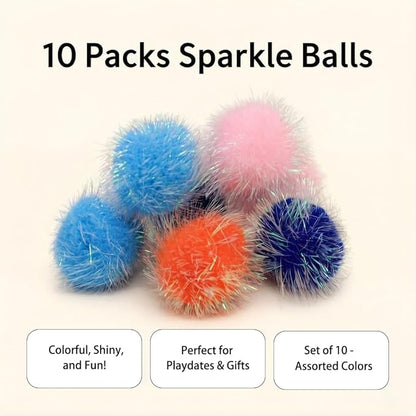 LASOCUHOO Cat Toys, 30 Packs Interactive Cat Toy Pack Including Cat Crinkle Balls, Cat Sparkle Balls, Spiral Springs for Kitten （Random Color）