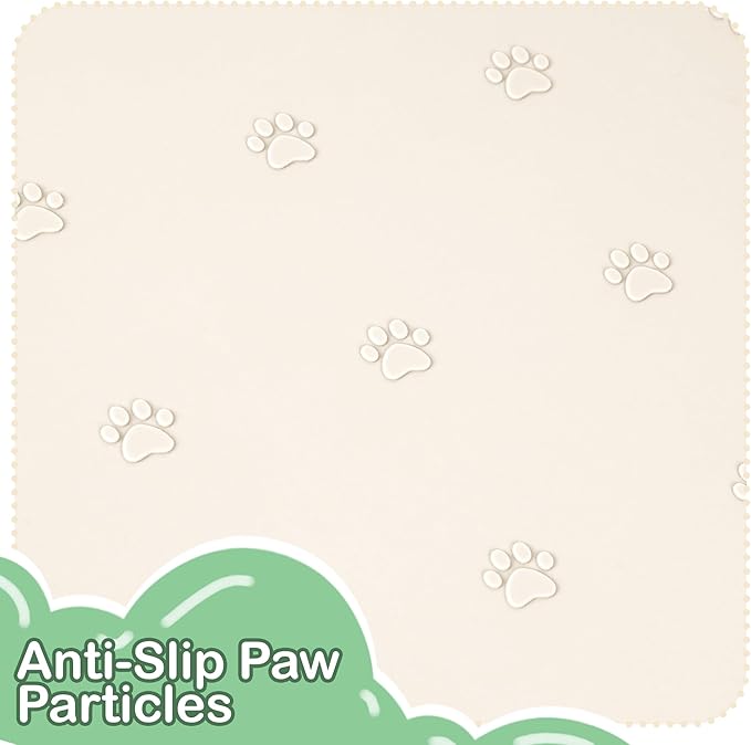 100% Waterproof Silicone Pet Feeding Mat,Warped Resistant Raised Edge BPA-Free Dog Cat Food Mats, Non-Slip Pet Placemat with High Lip to Prevent Spills, Dishwasher Safe, 21.5"x14" Beige
