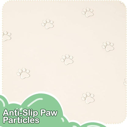 100% Waterproof Silicone Pet Feeding Mat,Warped Resistant Raised Edge BPA-Free Dog Cat Food Mats, Non-Slip Pet Placemat with High Lip to Prevent Spills, Dishwasher Safe, 21.5"x14" Beige