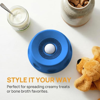 Silicone Lick Bowl for Dogs with Suction Cup, Anti-Slip Slow Feeder, Upgraded Chew-Resistant Ball & Anti-Disassembly Design, 250ml Capacity, Dishwasher Safe, for Small Medium Large Pets (1,Blue)