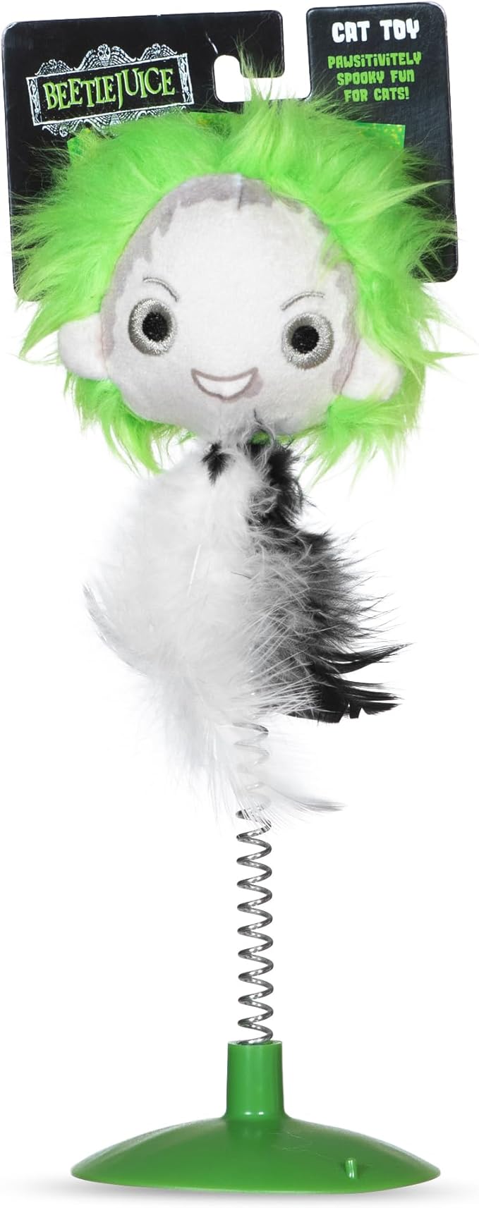 Beetlejuice Feathers Suction Swatter Cat Toy - 10.5 Inch with Feather Feature - Perfect for Indoor Cats and Kittens - Swatting Toy for Cats