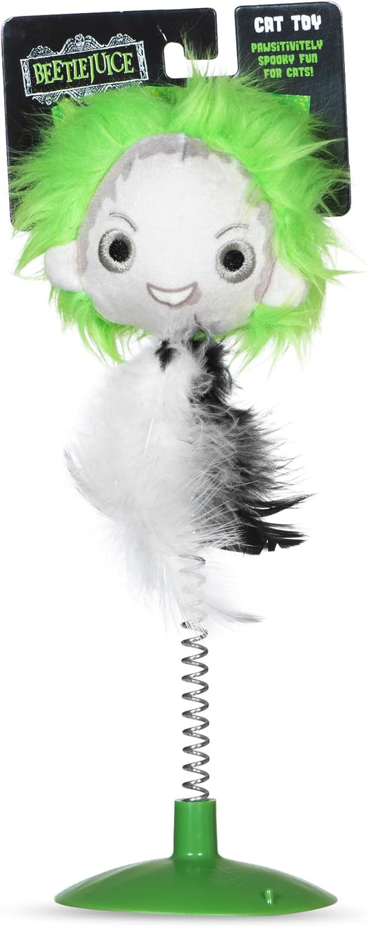 Beetlejuice Feathers Suction Swatter Cat Toy - 10.5 Inch with Feather Feature - Perfect for Indoor Cats and Kittens - Swatting Toy for Cats