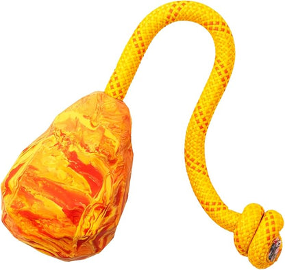 Ruffwear, Huck-a-Cone Dog Toy – Durable Tug, Throw & Fetch Toy with Knotted Rope Handle, Interactive Play for Dogs, Salamander Orange