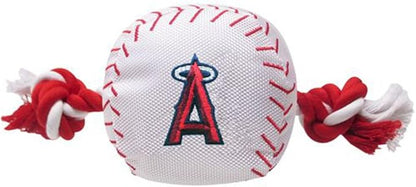 MLB LOS ANGELES ANGELS Baseball Rope Toy for DOGS & CATS. Tough nylon, Sporty Baseball Design, Heavy-duty ropes with Inner SQUEAKER