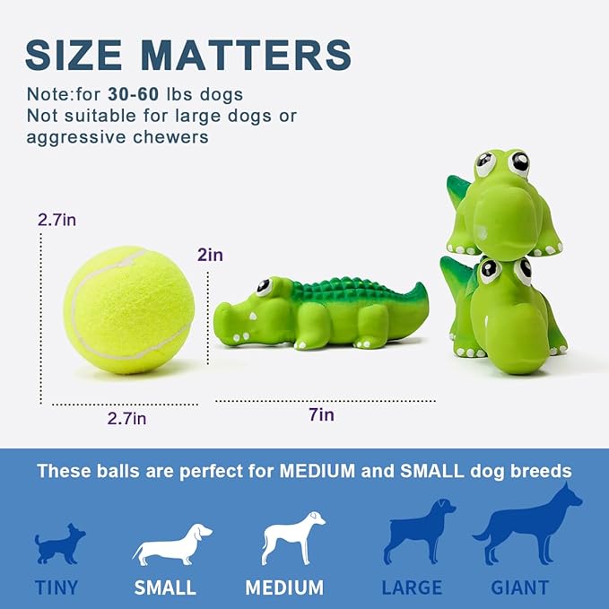 Squeaky Dog Toys for Medium Dogs, Soft Latex Squeaky Dog Ball, Cute Funny Squeak Crocodile Pet Toys