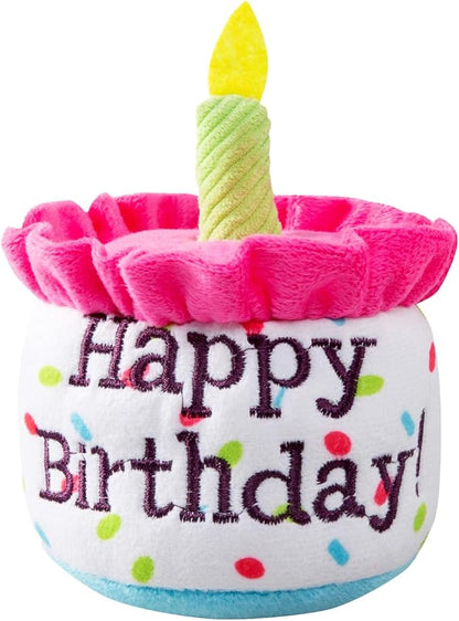 Dog Birthday Cake Toys, Happy Birthday Cake Shaped Squeaky Dog Toys for Small & Medium Dogs | Funny Dogs Gifts | Plush Dog Party Toys, Small, Pink