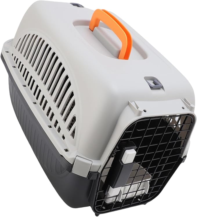 Zunate Plastic Pet Carrier, Easy to Assemble with Ample Space and Excellent Ventilation, Portable Dog Carrier for Travel and Outdoor Use, Black (Black)