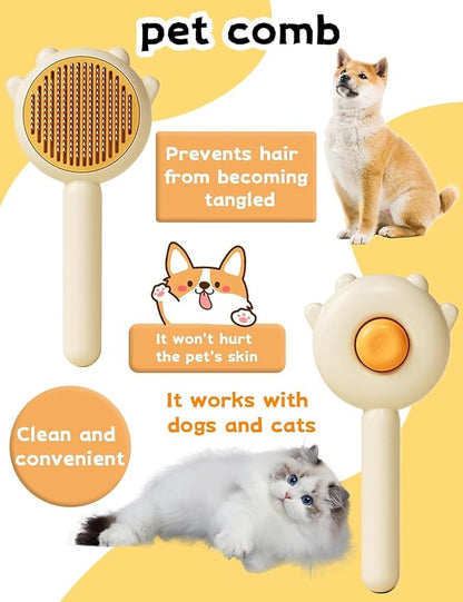 Pet Grooming Brush - Cat & Dog Fur Remover, Massage Brush for Long & Short Hair Pets, Removes Loose Fur & Hair (Green)