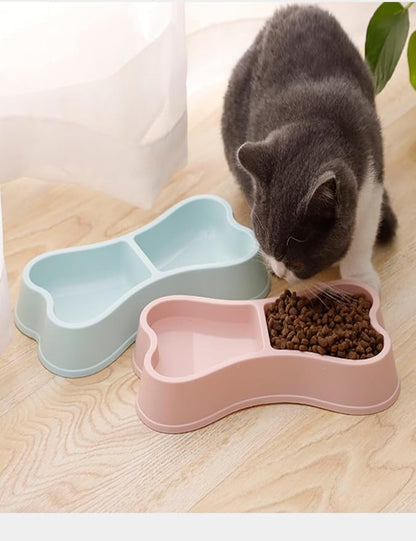 2pcs Lightweight Smal Plastic Food and Water Pet Bowls Dog Feeding Bowls Cat Storage Bowl（Pink,Grey）